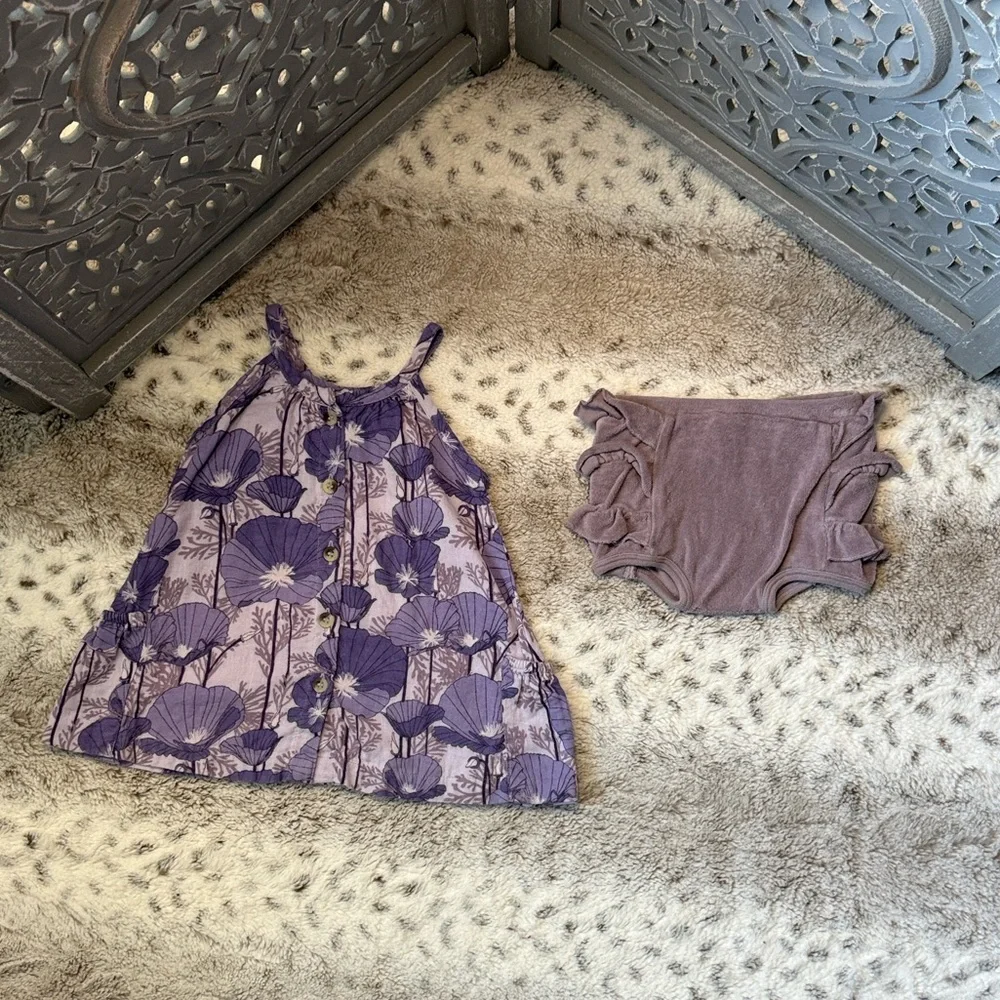 Kate Quinn Lavender Floral set baby girls 0-6 months terrycloth girlhoodcore